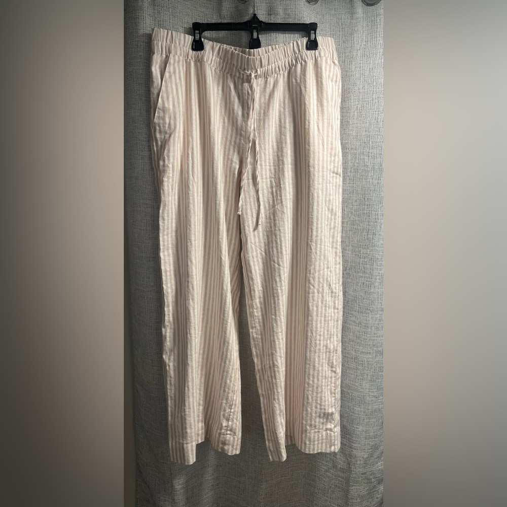 A New Day linen pant. Cream and white vertical pinstripes. Size XXL